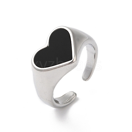 Shell Heart Open Cuff Ring for Women RJEW-C091-07P-02-1