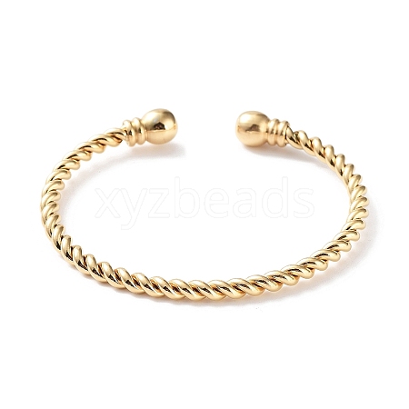 304 Stainless Steel Two Spheres Ends Twisted Cuff Bangles BJEW-P304-01A-G-1