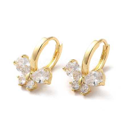 Cubic Zirconia Butterfly Hoop Earrings ZIRC-Q201-26G-02-1