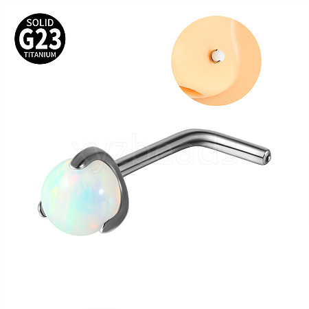 G23 Titanium & Imitation Opal L-Shaped Nose Rings WG62851-10-1