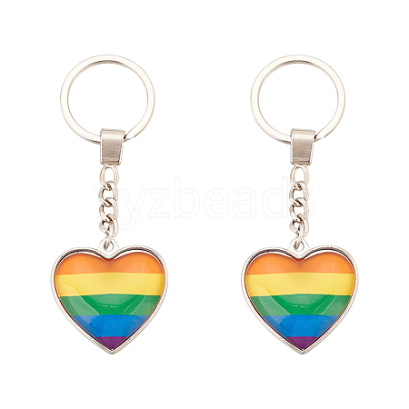 DICOSMETIC 2Pcs Pride Alloy Keychain KEYC-DC0001-06-1