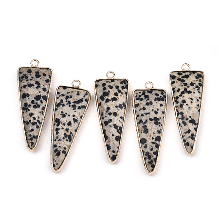 Natural Dalmatian Jasper Pointed Pendants G-N326-56C-1