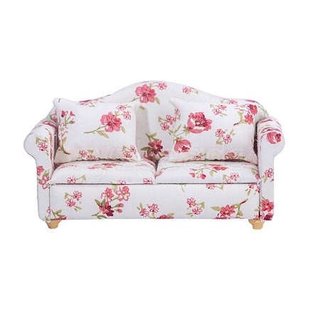 Wood & Fabric Floral Single Sofa Miniature Ornaments PW-WG40337-02-1