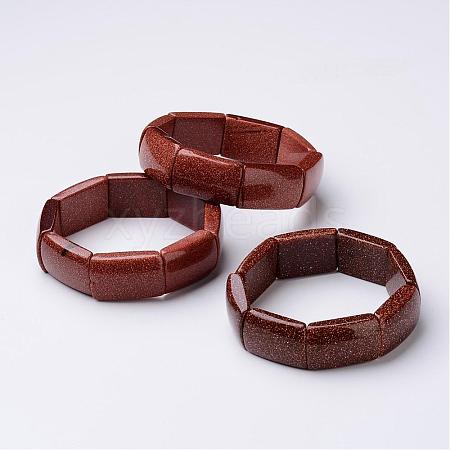 Goldstone Beaded Stretch Bracelets BJEW-G504-05-1