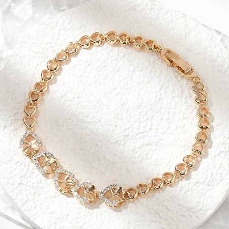 Brass Micro Pave Cubic Zirconia Link Chain Bracelets KK-R217-37G-1