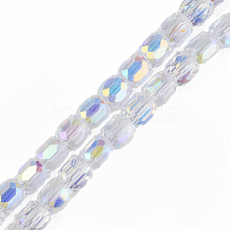 Electroplate Transparent Glass Beads Strands X-EGLA-N002-32-C03-1