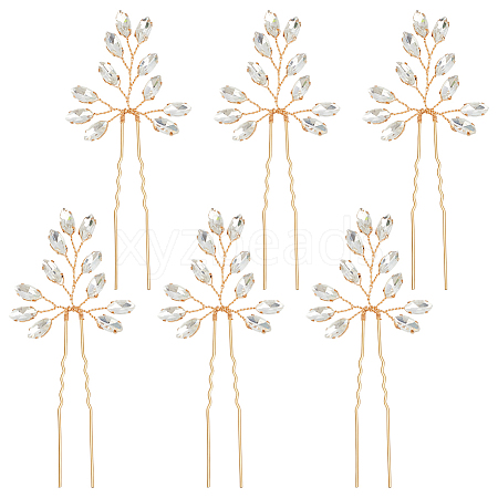 6Pcs Alloy Rhinestone Hair Sticks for Women OHAR-FG0001-08KCG-1