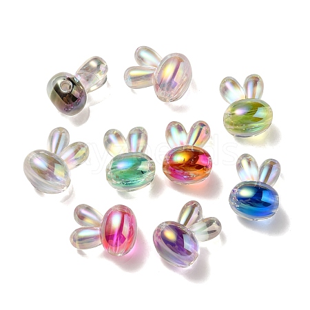 UV Plating Rainbow Iridescent Acrylic Beads PACR-E001-05-1