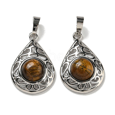 Natural Tiger Eye Pendants G-Q158-05P-15-1