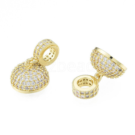 Brass Micro Pave Clear Cubic Zirconia Cord Ends KK-N227-103LG-1