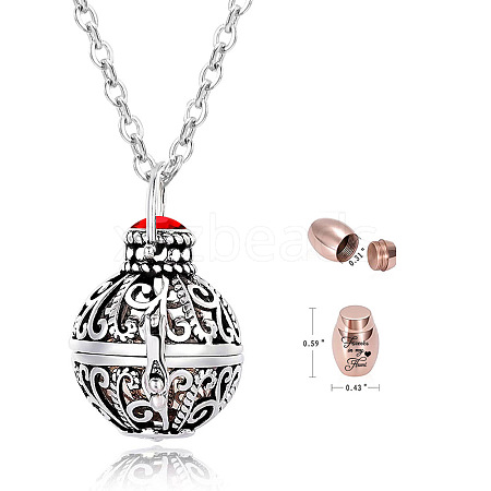 Stainless Steel Round Urn Ashes Pendant Necklace PW-WG9842A-07-1