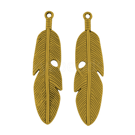 Tibetan Style Alloy Feather Big Pendants LS-TIBEP-A12720-AG-NR-1
