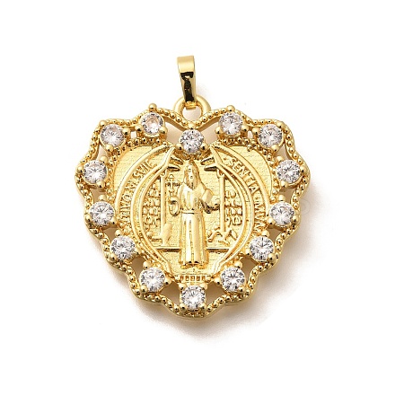 Religion Themed Rack Plating Brass Micro Pave Cubic Zirconia Pendants KK-L226-007G-15-1