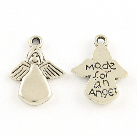 Tibetan Style Angel Alloy Pendants TIBEP-A579-AS-RS-1