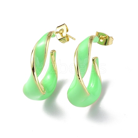 Enamel Twist Stud Earrings EJEW-P214-03G-03-1