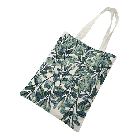 Green Plant Printed Canvas Women's Tote Bags ABAG-L018-B04-1