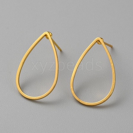 Golden Brass Hollow Geometric Stud Earrings EJEW-WH0012-127A-1