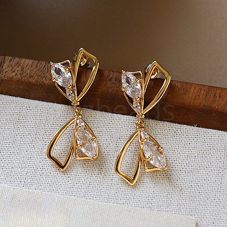 Brass Pave Cubic Zirconia Stud Earrings WGD8924-01-1