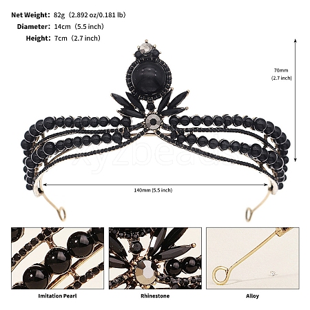 Alloy Rhinestone Hair Bands  for Woman Girls PW-WGA69DD-19-1