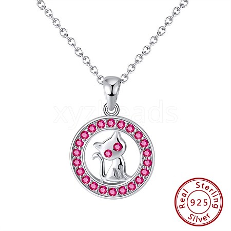 925 Sterling Silver Ring with Cat Pendant Necklace STER-BB71376-A-1