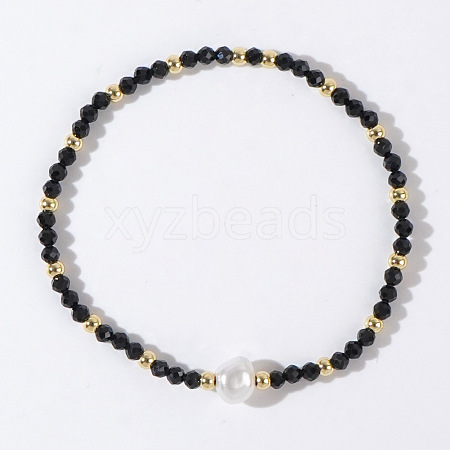 Natural Obsidian Beaded Stretch Bracelets for Women BG9690-15-1