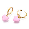 Ion Plating(IP) Enamel Heart Dangle Hoop Earrings EJEW-T018-01D-1