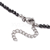 3mm Faceted Round Natural Black Spinel Beaded Necklaces NJEW-JN05127-5