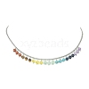 Natural & Synthetic Mixed Gemstone Round Charms Bib Necklace with 304 Stainless Steel Chains NJEW-TA00088-1