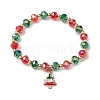 Christmas Theme Glass Beaded Stretch Bracelets BJEW-TA00540-1