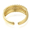 Brass Micro Pave Clear Cubic Zirconia Open Cuff Rings for Women RJEW-M021-03G-2