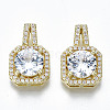 Brass Micro Pave Clear Cubic Zirconia Pendants KK-S310-42-1