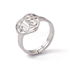 201 Stainless Steel Heart with Number 15 Adjustable Ring for Women RJEW-C045-12P-1