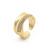 Rack Plating Brass Micro Pave Clear Cubic Zirconia Cuff Rings for Women RJEW-M028-107G-4