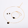 Heart Alloy Enamel Link Bracelets & Stud Earrings & Pendant Necklaces for Women FS-WG7E308-02-2