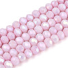 Anti-Tarnish Electroplate Rondelle Glass Beads Strands EGLA-T021-4mm-17-03-1
