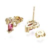 Brass Micro Pave Cubic Zirconia Stud Earrings X-EJEW-S210-009-NR-2