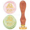 Brass Wax Seal Stamp with Wood Handle AJEW-WH0412-0002-1