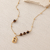 European Faceted Natural Tiger Eye 304 Stainless Steel Alphabet Pendant Necklaces QN9691-2-1