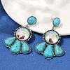 Alloy Synthetic Turquoise Dangle Stud Earrings EJEW-U053-04A-AS-2