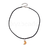 Glass Crescent Moon Pendant Necklaces NJEW-JN04579-6