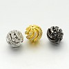 Brass Micro Pave Cubic Zirconia Hollow Round Beads ZIRC-M039-05-12mm-RS-1