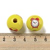 Printed Wood European Beads WOOD-L020-D09-3