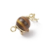 Synthetic Moonstone & Imperial Jasper & Natural Tiger Eye & Carnelian(Dyed & Heated) & Yellow Jade Round Copper Wire Wrapped Planet Pendants PALLOY-JF04546-5