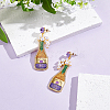 1 Pair Carnival Theme Glitter Zinc Alloy Champagne Winebottle Dangle Stud Earrings EJEW-UN0002-75-2