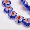 Handmade Millefiori Glass Flat Round Bead Strands LK-P011-12-3