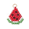 Glass Seed Beaded Watermelon Pendants PALLOY-CJ00124-1