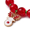 4Pcs 4 Styles Merry Christmas Deer & Santa Claus Alloy Enamel Charm Bracelet Sets BJEW-JB10904-4