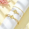 3Pcs 3 Style Aluminium Paperclip & Brass Curb & Imitation Pearl Acrylic Beaded Link Chain Bracelets Set BJEW-FS0001-08-2