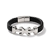 Men's Braided Black PU Leather Cord Bracelets BJEW-K243-29P-1