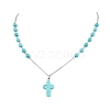 Cross Synthetic Turquoise Pendant Necklaces NJEW-JN05009-1